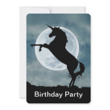 Unicorn Silhouette Full Moon Happy Birthday