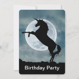 Convite Unicorn Silhouette Full Moon Happy Birthday