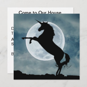Convite Unicorn Silhouette Full Moon House