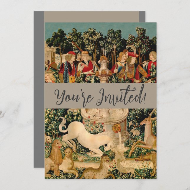 Convite Unicorn Tapestries Encontrou Legenda Mítica (Frente/Verso)