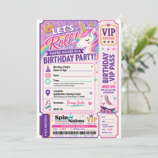 Convite Unicorn Themed Birthday Invitation Spinnations