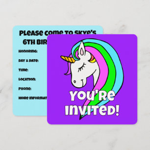 Convite Unicórnio Arco-Íris Personalizado