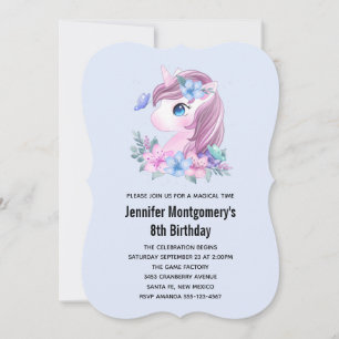 Convite Unicórnio Bebê Fofo Magia Aquarela Aniversário