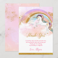 unicórnio elegante obrigado cartas ouro rosa arco-