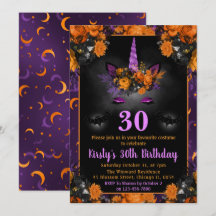 Unicórnio Floral de Outono no Halloween Aniversári