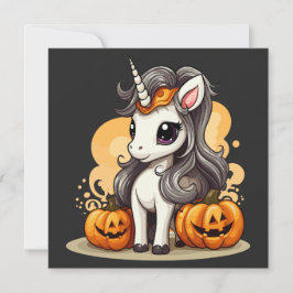 Convite Unicórnio Mágico: Aventura de Abóbora do Halloween