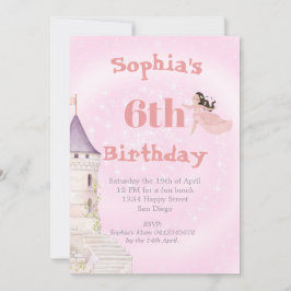 Convite Unicórnio Princesa Estrelas em Idade do Cabelo Esc