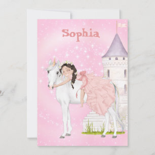 Convite Unicórnio Princesa Estrelas em Idade do Cabelo Esc