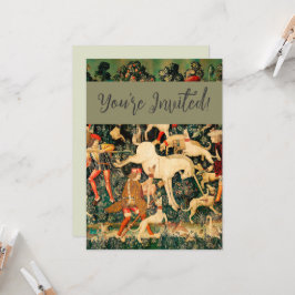Convite Unicórnio Tapestries Clássico Medieval Defende Caç