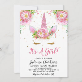 Convite Unicórnios em Bloom Chá de fraldas