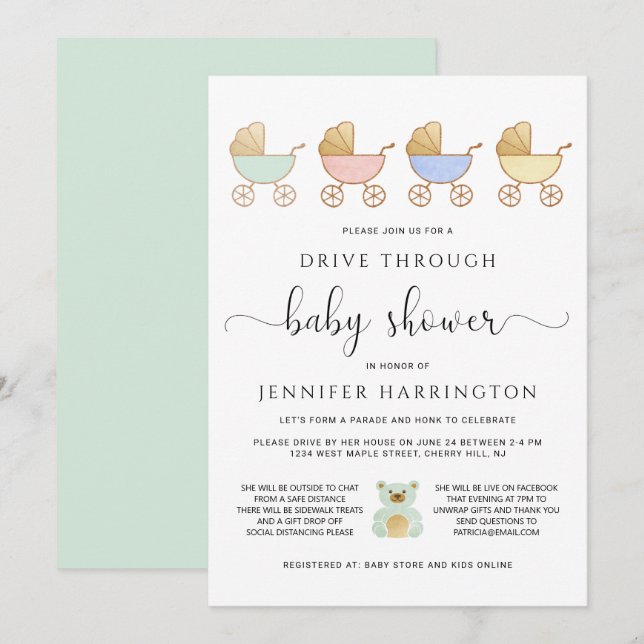 Convite Unidade através do Chá de fraldas | Parada do Carr (Frente/Verso)