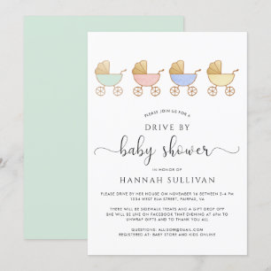 Convite Unidade de Carruagem Retrópica Curta por Chá de 