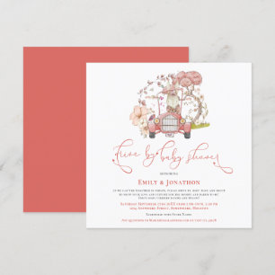 Convite Unidade De Coral Coelhado De carro vintage Por Chá