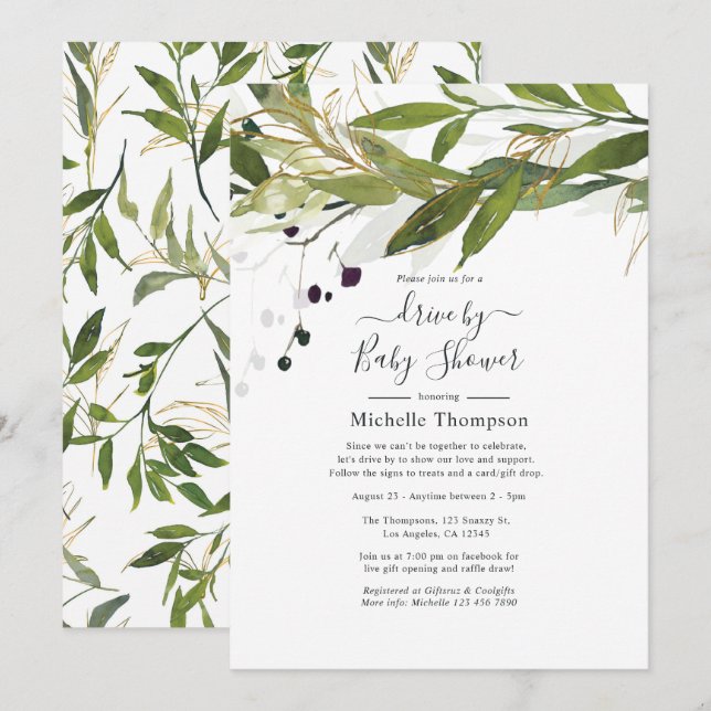 Convite Unidade de granulação em aquarelas por noz ou Chá  (Frente/Verso)