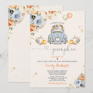 Convite Unidade De Pumpkin Floral Russo Por Chá de fralda