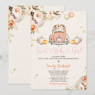 Convite Unidade De Pumpkin Floral Russo Por Chá de fralda