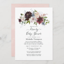 Convite Unidade Floral Rosa Burgundy e Blush por Chá