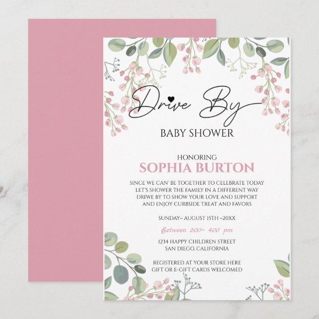 Convite Unidade por Chá de fraldas (Frente/Verso)