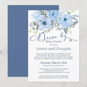 Convite Unidade por Chá de fraldas Azul Azulado Cor de Á