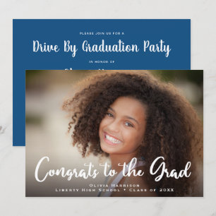 Convite Unidade por Festa de formatura Photo Classic Blue