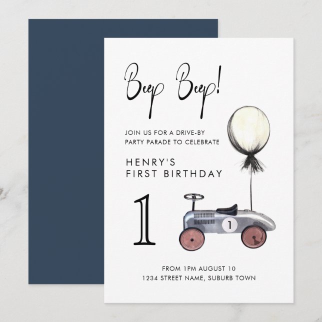 Convite Unidade por primeiro aniversario - Parada Trazida (Frente/Verso)