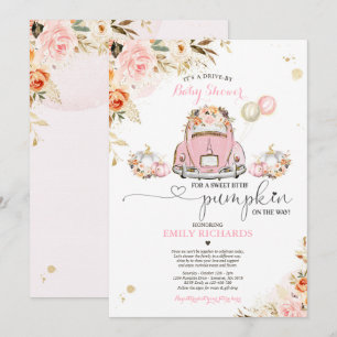 Convite Unidade Por Pumpkin Floral Dourado Rosa Chá de fr