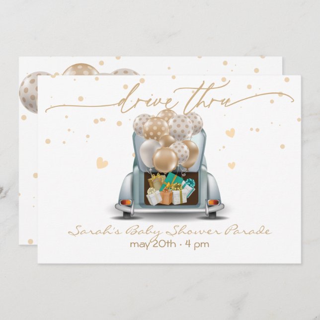 Convite Unidade Surpresa através do Chá de fraldas Parade  (Frente/Verso)