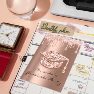 Convite Unidades de Formando Rosa Boné Dourado 3D Glamy