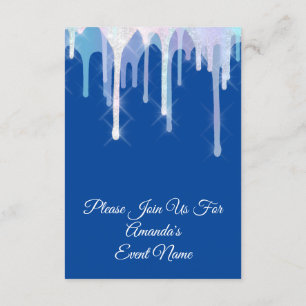 Convite Unidades Holográficas Unicorn Rosa Real Azul