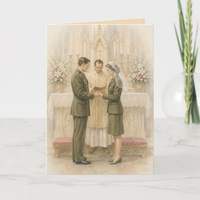 Convite Uniforme de Serviço Militar Cerimônia de Casamento (Frente)