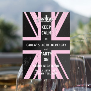 Convite Union Jack UK Festa de aniversário Para Ela