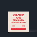Convite Unique Bold Red Text Modern Minimalist Wedding<br><div class="desc">Announce your special day in style with this modern and minimalist wedding invitation. Featuring bold, red typography on a soft, neutral background, this design keeps it simple while making a strong statement. Perfect for couples planning a contemporary wedding, this invitation exudes sophistication with its clean lines and straightforward layout. Whether...</div>