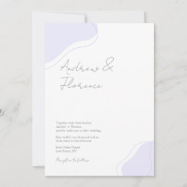 Convite Unique Branca Mínima Violeta de Casamento Moderno