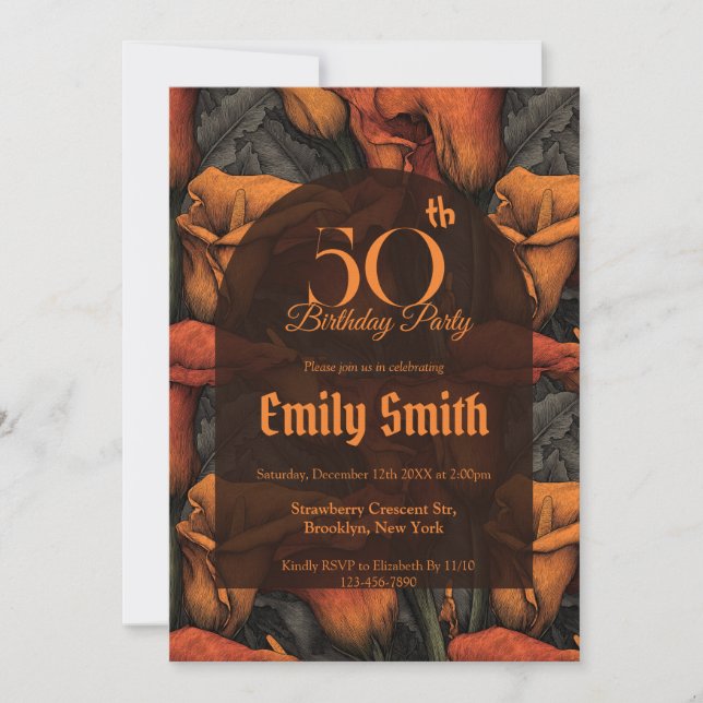 Convite Unique Call Lilies Accent First Birthday Gift (Frente)