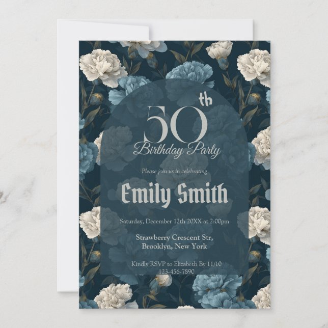 Convite Unique Carnation Accent Surprise Birthday (Frente)