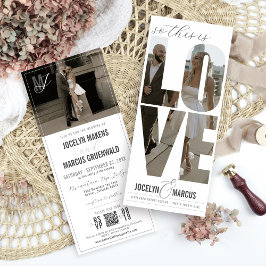 Convite Unique Love Photo Typography Modern 4x9 Wedding