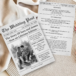 Convite Unique Newspaper Wedding Invitation Details Photo
