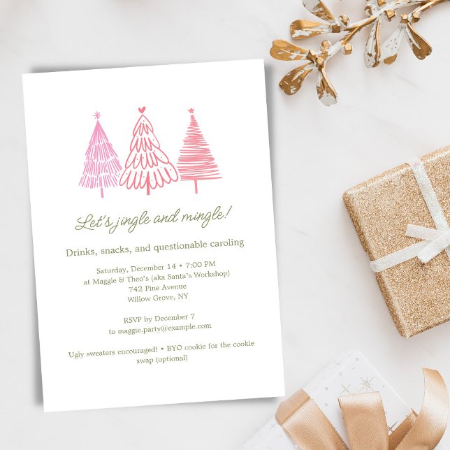 Convite Unique Whimsical Drawing Christmas Holiday Party (Criador carregado)