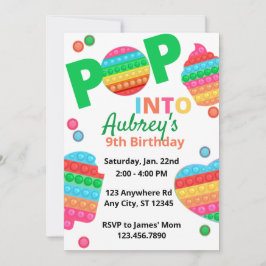 Convite Unisex Rainbow Pop It Fidget Toy Festa de aniversá