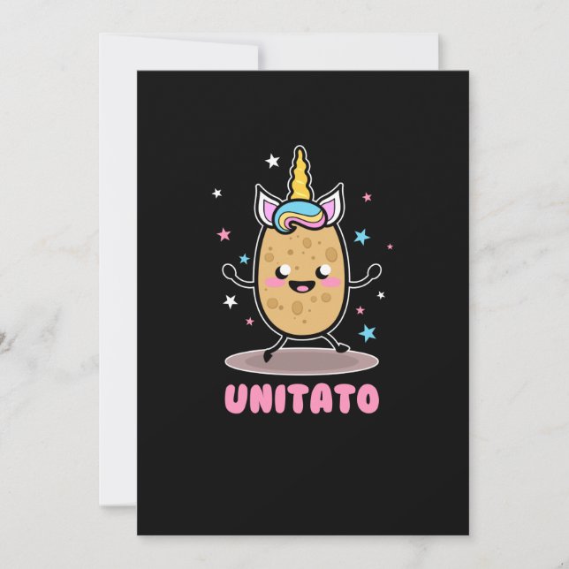 Convite Unitato Unicorn Potato Cute Funny Vegetable Fries (Frente)