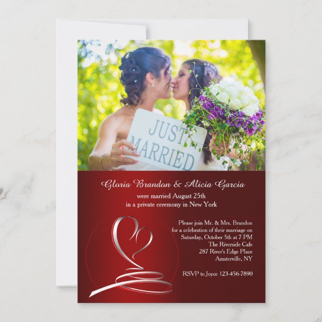 Convite United At Last Photo Posta Weding Invitation (Frente)