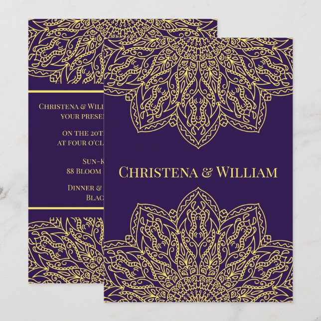Convite Unity in Bloom Purple Wedding Invitation (Frente/Verso)