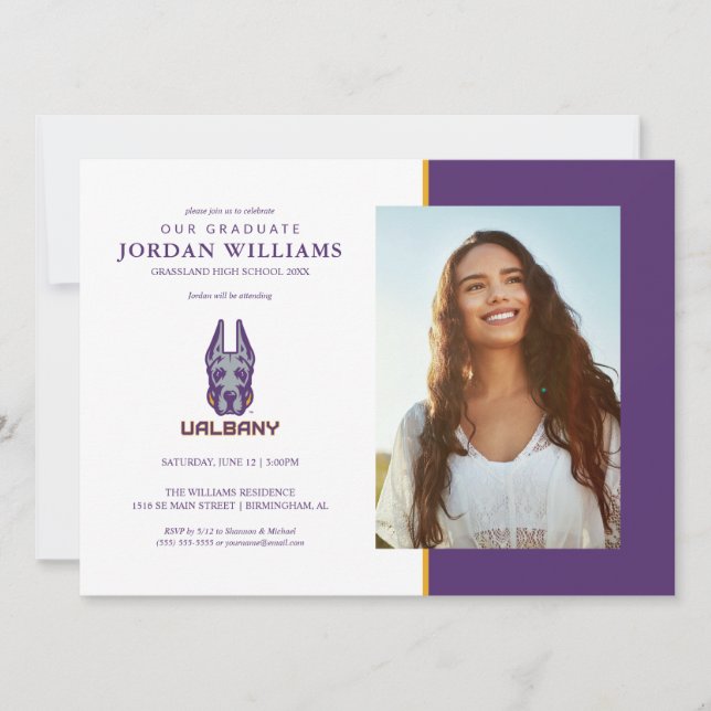 Convite Universidade de Albany Great Danes (Frente)