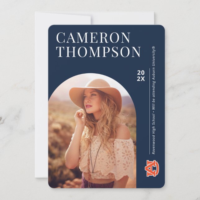 Convite Universidade de Auburn | Futuro Graduado (Frente)