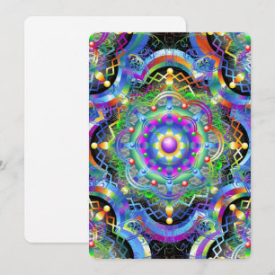 Convite Universo Mandala Cores Psicodélicas
