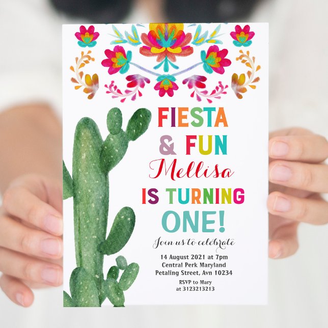 Convite Uno Fiesta First Birthday Cactus Party (Criador carregado)