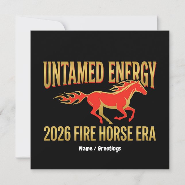 Convite Untamed Energy 2026 Fire Horse Era Lunar New Year  (Frente)