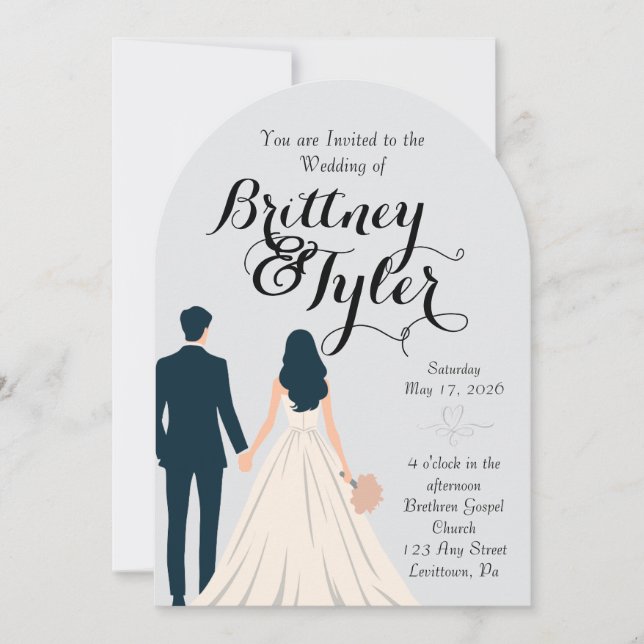 Convite Until Forever-Brittney Wedding Invitation (Frente)