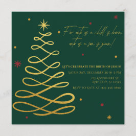 Convite Unto Us A Child Is Born Christmas Party Invitation