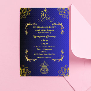 Convite Upanayanam t.c.p. Hindu Thread Janeu Ceremony